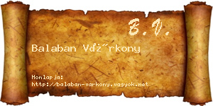 Balaban Várkony névjegykártya